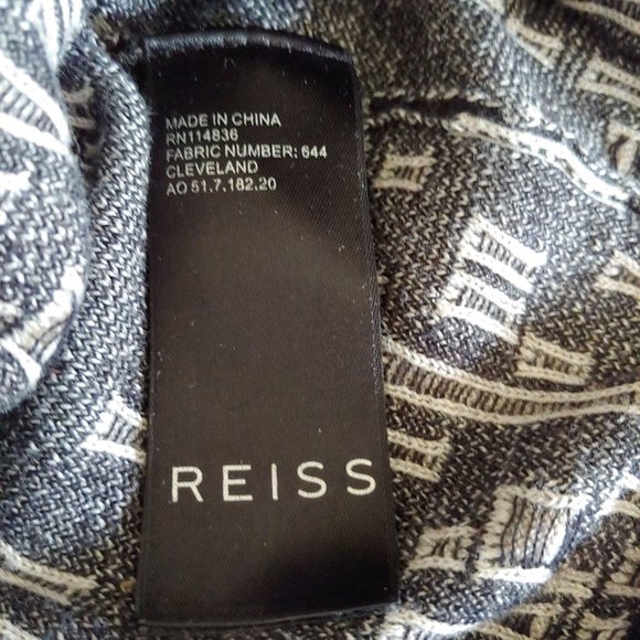 Reiss geometric design black and white full zup sweater top Size M - Picture 6 of 7